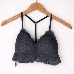 aerie Charcoal Lace Bralette with Strappy Back size Small